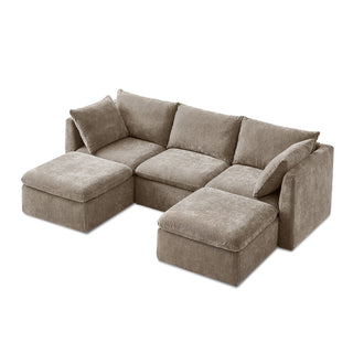Macy 5 Seats Modular Sectional Sofa with Fully Removable Covers, Large Storage (Taupe Chenille)