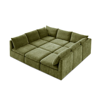 Macy Pit-sectional Sofa, Moss Green Chenille