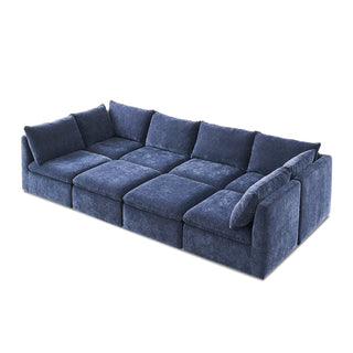 Macy Pit-sectional Sofa, Navy Blue Chenille