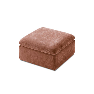 Macy Ottoman with Storage, Rusty Peach Red Chenille