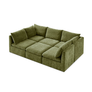 Macy Pit-sectional Sofa, Moss Green Chenille