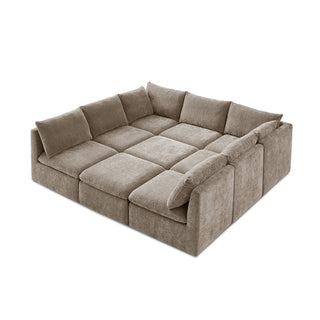Macy Pit-sectional Sofa, Taupe Chenille