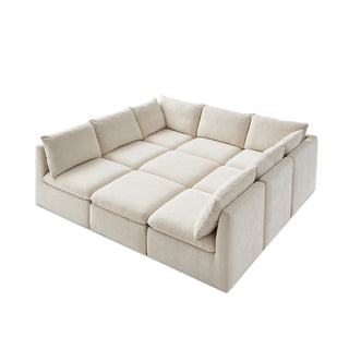 Macy Pit-sectional Sofa, Alpine Beige Chenille