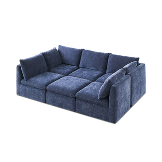 Macy Pit-sectional Sofa, Navy Blue Chenille