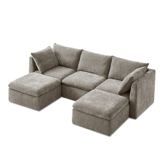 Macy 5 Seats Modular Sectional Sofa with Fully Removable Covers, Large Storage (Keystone Gray Chenille)