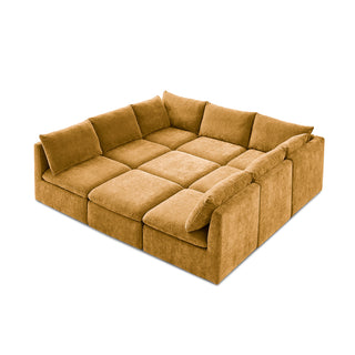 Macy Pit-sectional Sofa, Ochre Yellow Chenille