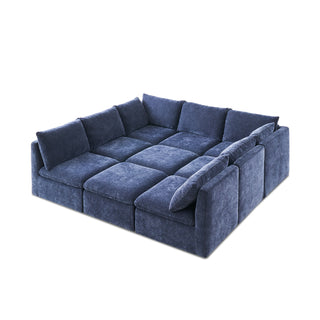 Macy Pit-sectional Sofa, Navy Blue Chenille