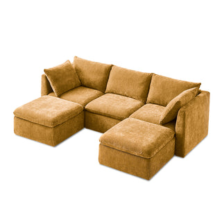 Macy 5 Seats Modular Sectional Sofa with Fully Removable Covers, Large Storage (Ochre Yellow Chenille)