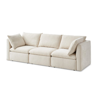 Macy 3 Seater Modular Sectional Sofa with Fully Removable Covers, Large Storage (Alpine Beige Chenille)