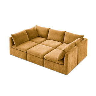 Macy Pit-sectional Sofa, Ochre Yellow Chenille