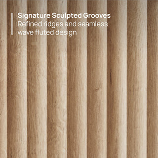 Brooklyn 5 Piece Bedroom Set, Golden Oak, sculpted fluted panel detail