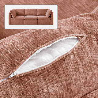 Macy Washable Slipcover Only (3 Seater), Rust Peach Red Chenille