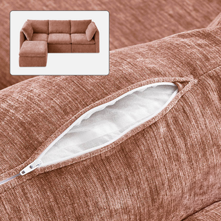 Macy Washable Slipcover Only (4 Seats), Rust Peach Red Chenille