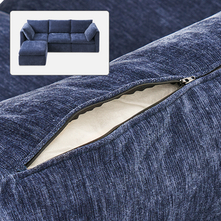 Macy Washable Slipcover Only (4 Seats), Navy Blue Chenille