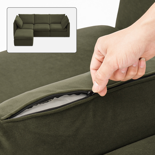 Macy Washable Slipcover Only (4 Seats), Olive Green Velvet
