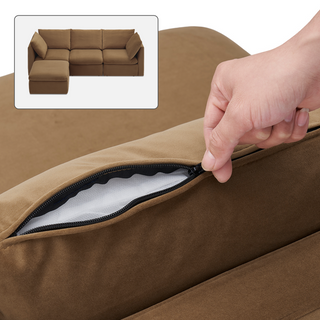 Macy Washable Slipcover Only (4 Seats), Hazelnut Brown Velvet