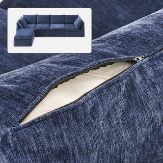 Macy Washable Slipcover Only (5 Seats), Navy Blue Chenille