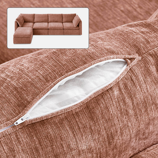 Macy Washable Slipcover Only (5 Seats), Rust Peach Red Chenille