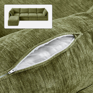 Macy Washable Slipcover Only (5 Seats), Moss Green Chenille