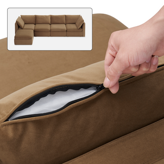 Macy Washable Slipcover Only (5 Seats), Hazelnut Brown Velvet