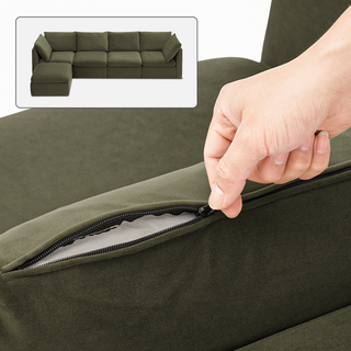 Macy Washable Slipcover Only (5 Seats), Olive Green Velvet