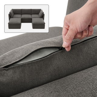 Macy Washable Slipcover Only (5 Seats), Stone Gray