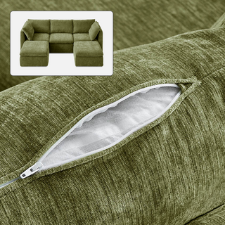 Macy Washable Slipcover Only (5 Seats), Moss Green Chenille