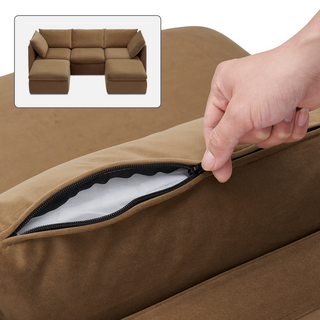 Macy Washable Slipcover Only (5 Seats), Hazelnut Brown Velvet
