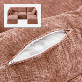 Macy Washable Slipcover Only (5 Seats), Rust Peach Red Chenille