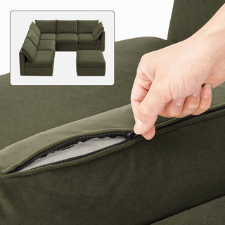 Macy Washable Slipcover Only (6 Seats), Olive Green Velvet