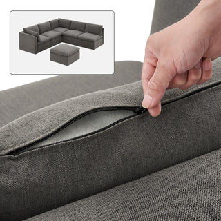 Macy Washable Slipcover Only (6 Seats), Stone Gray