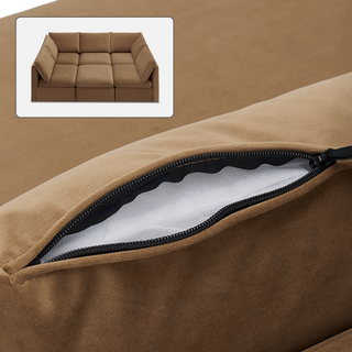 Macy Washable Slipcover Only (Pit-sectional), Hazelnut Brown Velvet