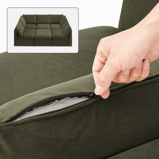 Macy Washable Slipcover Only (Pit-sectional), Olive Green Velvet