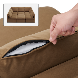 Macy Washable Slipcover Only (Pit-sectional), Hazelnut Brown Velvet