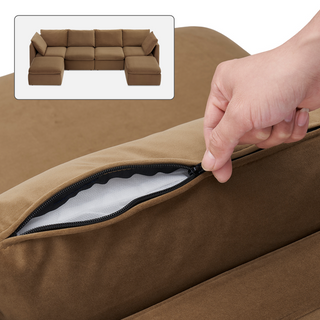 Macy Washable Slipcover Only (6 Seats), Hazelnut Brown Velvet