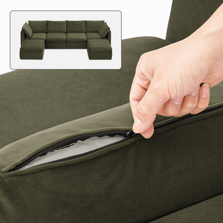 Macy Washable Slipcover Only (6 Seats), Olive Green Velvet