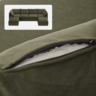 Macy Washable Slipcover Only (6 Seats), Olive Green Velvet