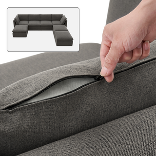 Macy Washable Slipcover Only (7 Seats), Stone Gray