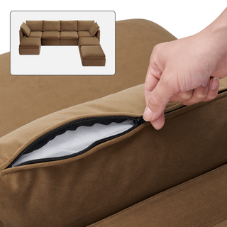 Macy Washable Slipcover Only (7 Seats), Hazelnut Brown Velvet