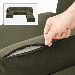 Macy Washable Slipcover Only (7 Seats), Olive Green Velvet