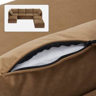 Macy Washable Slipcover Only (7 Seats), Hazelnut Brown Velvet