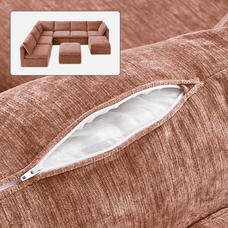 Macy Washable Slipcover Only (8 Seats), Rust Peach Red Chenille