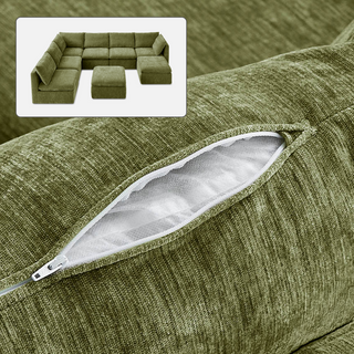 Macy Washable Slipcover Only (8 Seats), Moss Green Chenille