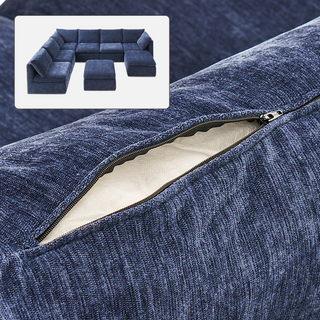 Macy Washable Slipcover Only (8 Seats), Navy Blue Chenille