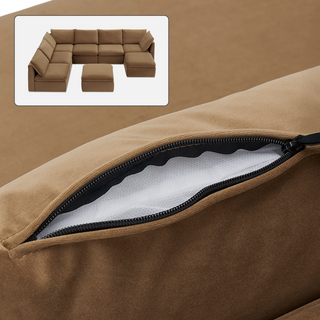 Macy Washable Slipcover Only (8 Seats), Hazelnut Brown Velvet