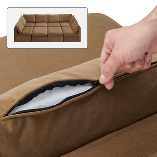 Macy Washable Slipcover Only (Pit-sectional), Hazelnut Brown Velvet