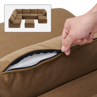 Macy Washable Slipcover Only (8 Seats), Hazelnut Brown Velvet