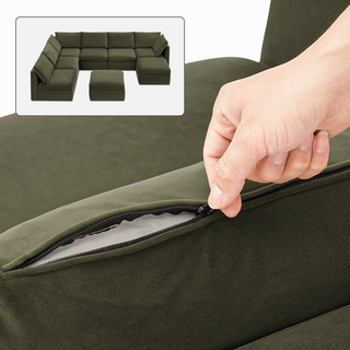 Macy Washable Slipcover Only (8 Seats), Olive Green Velvet