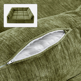 Macy Washable Slipcover Only (Pit-sectional), Moss Green Chenille