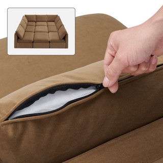 Macy Washable Slipcover Only (Pit-sectional), Hazelnut Brown Velvet